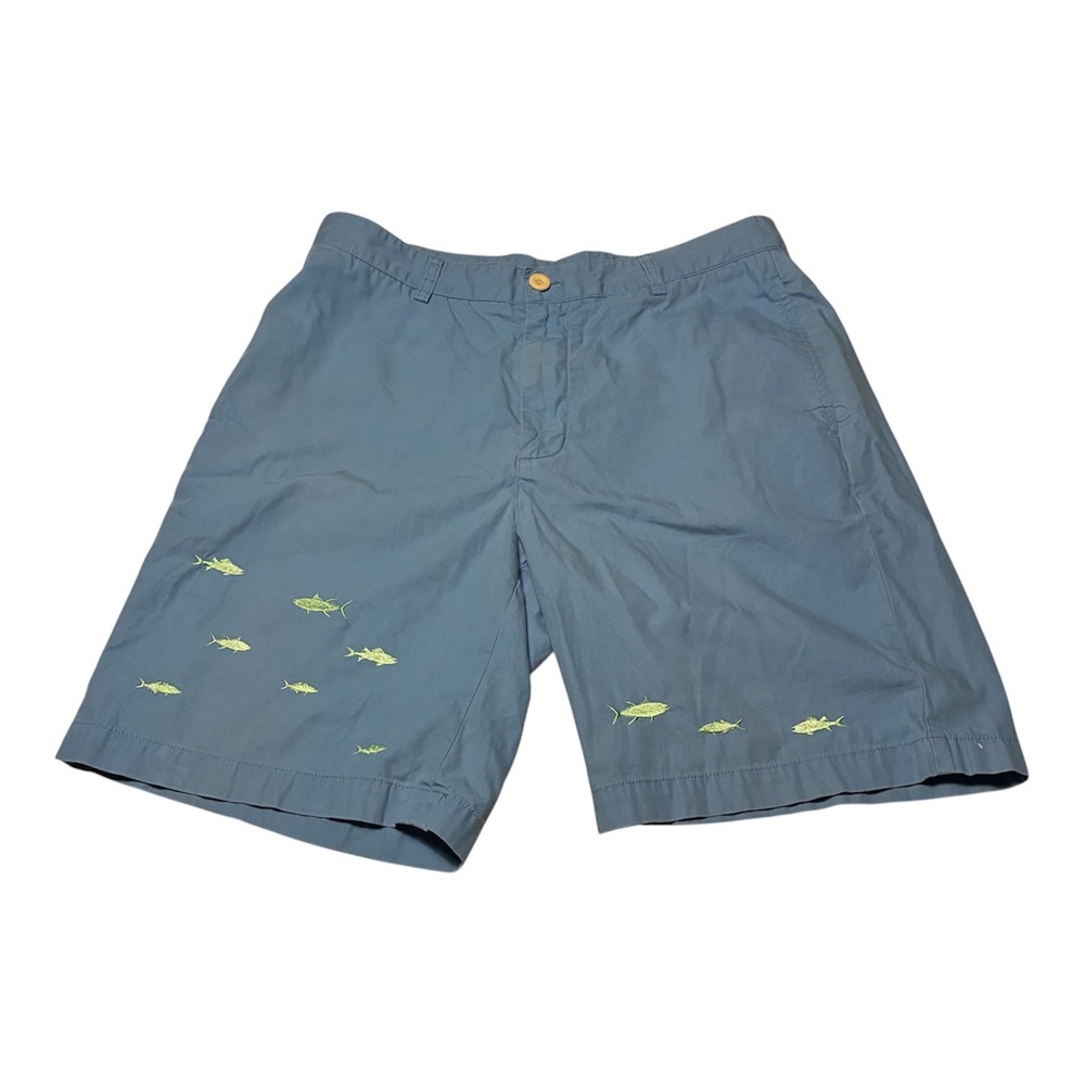 Vineyard Vines Mens Blue Club Shorts Embroidered Fish 33